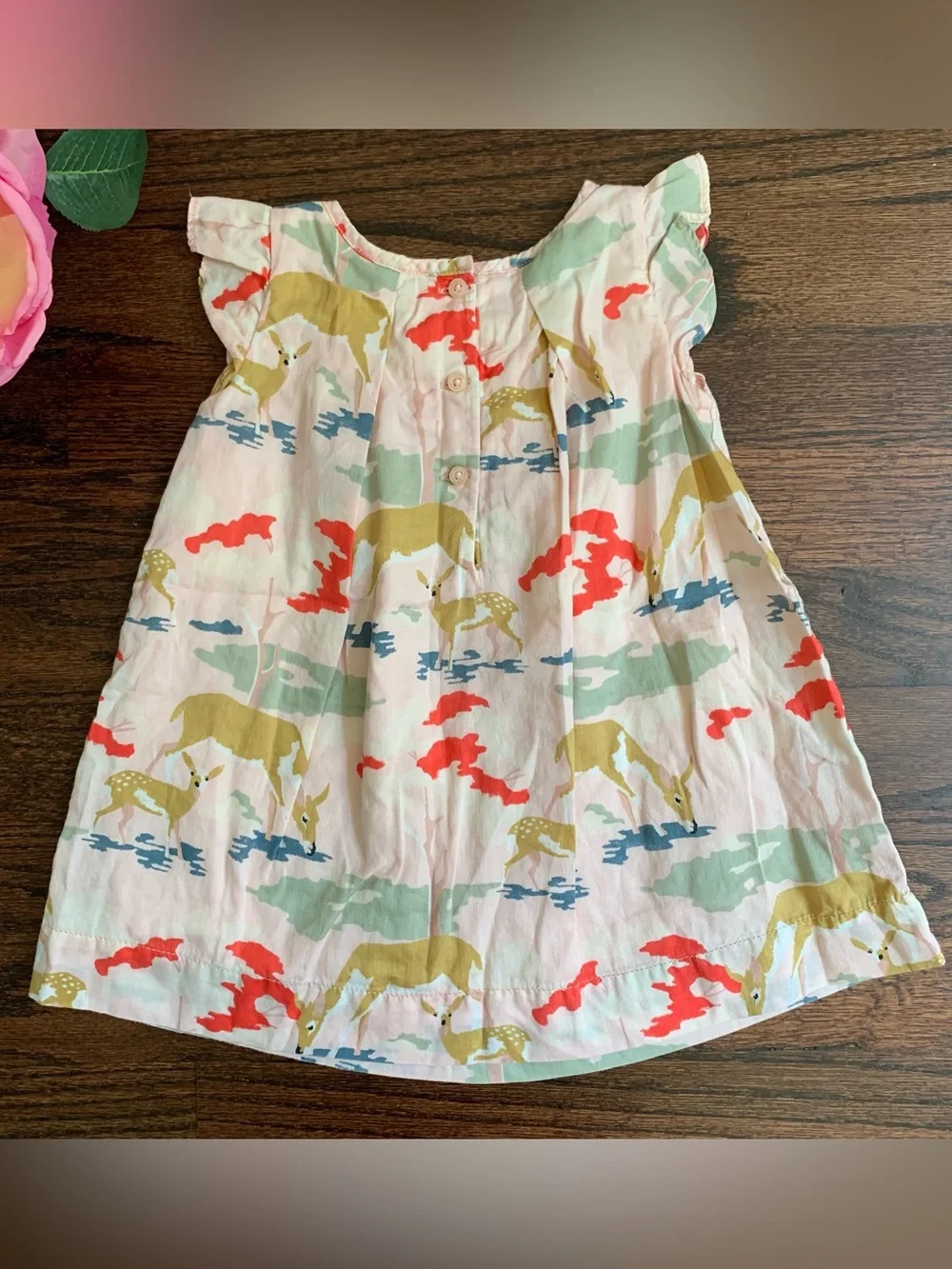 Gap dress printed with deer and fawns, size 6-12Mo